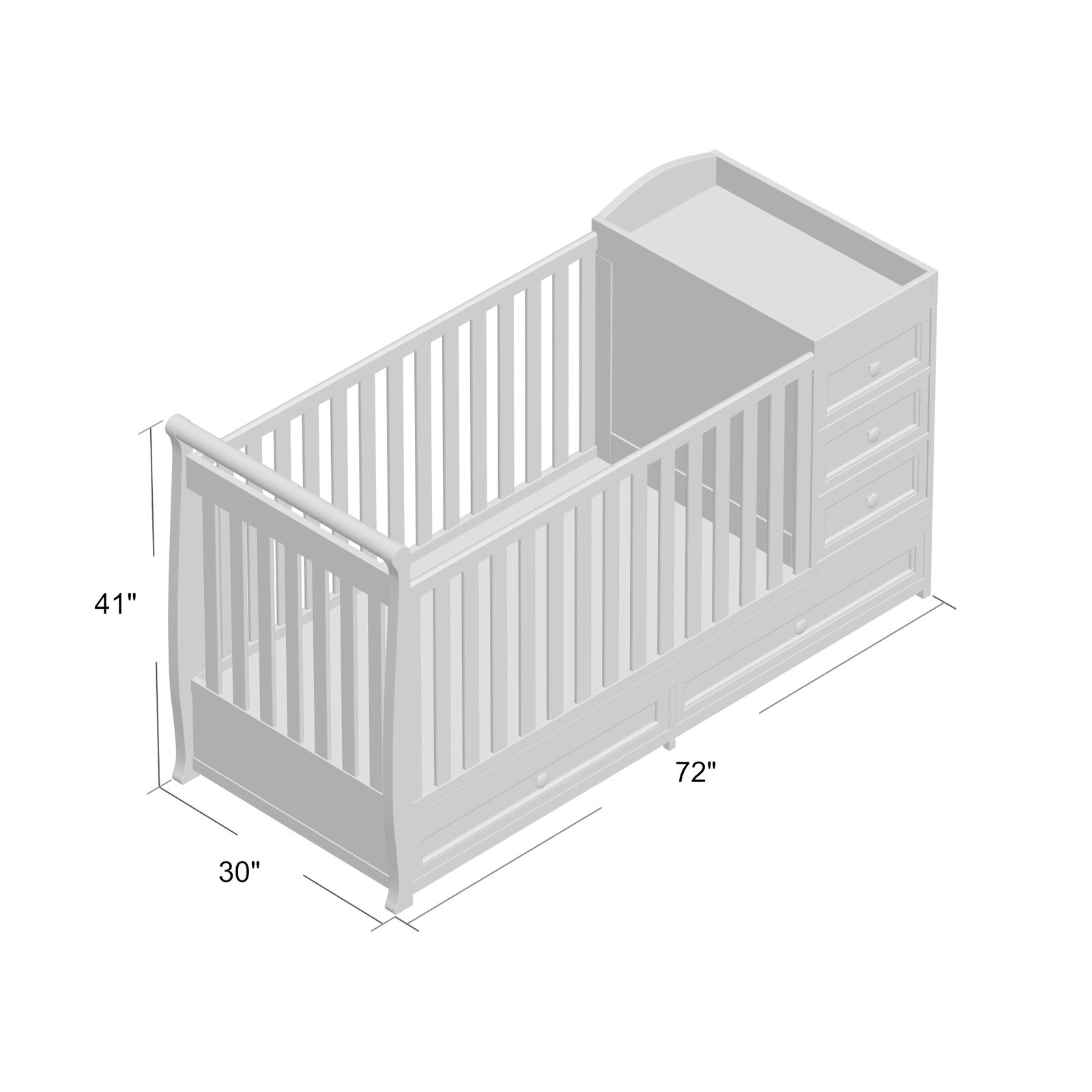 【Baby&Kids】Brnaba 2-in-1 Convertible Crib and Changer