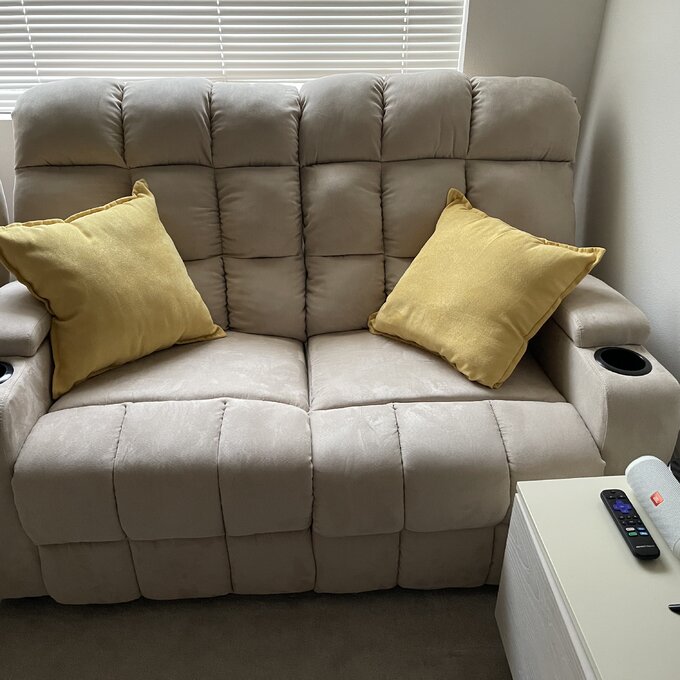 【Furniture】Grigor 57.5'' Wide Home Theater Loveseat with Cup Holder