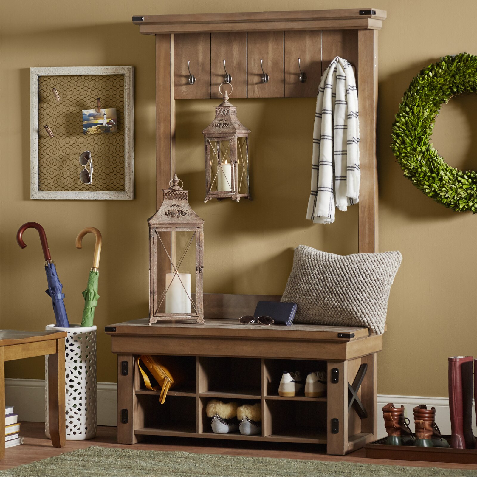 【Furniture】Lauver 40'' Wide Hall Tree with Shoe Storage