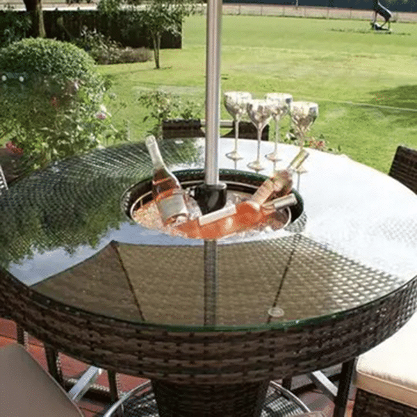 Bar aus Rattan mit 6 Plätzen und Eiskübel