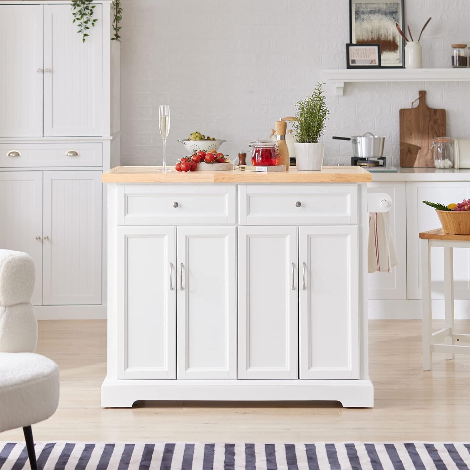 SoBuy FKW71-WN, Extendable Kitchen Storage Trolley Kitchen Cabinet Cupboard Sideboard Kitchen Island