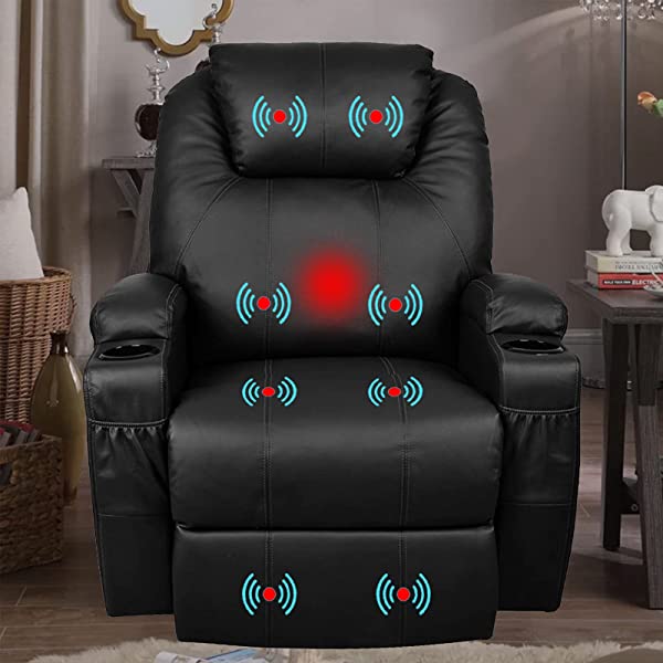 JOVNO Power Lift Recliner Chair Single Living Room Sofa with Massage,Home Theater Seating with Heat and Vibration Sofa Back and Detachable Armrest (Brown)