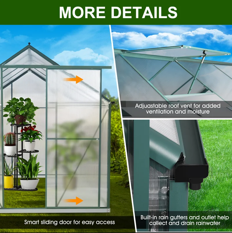 6.07' W x 8.17' D Hobby Greenhouse