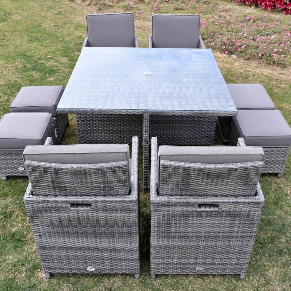Cube Rattan Garden Furniture Set Chairs Sofa Stool Table Patio 8 Seater Set