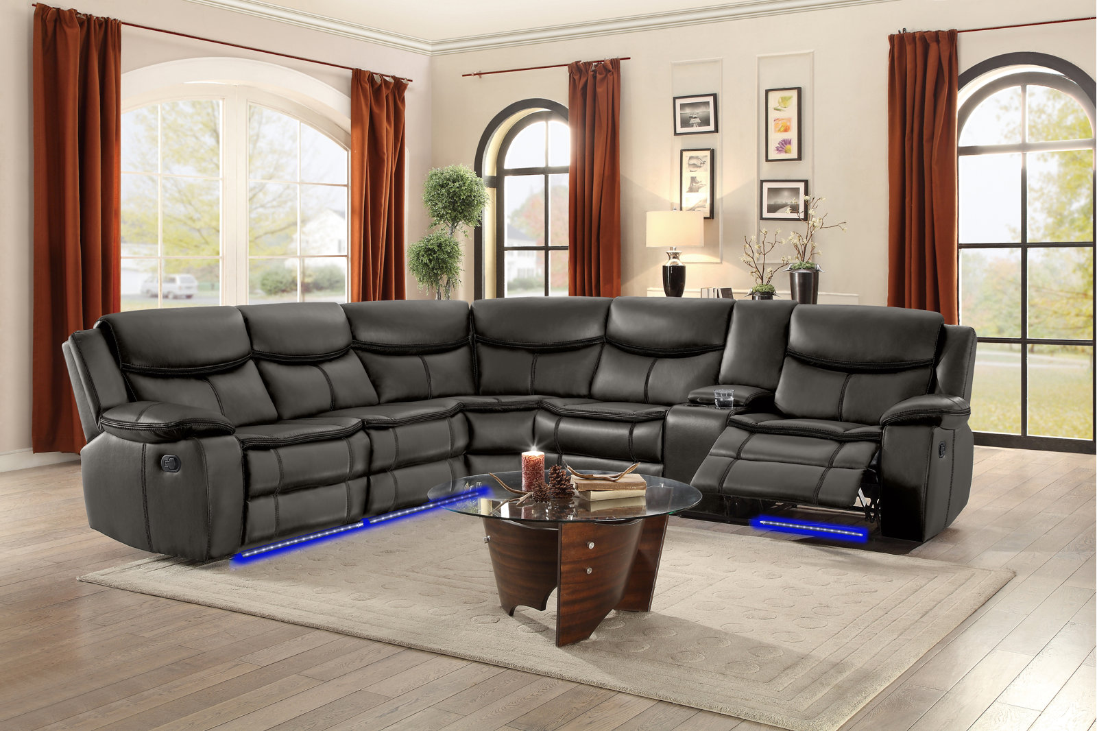 【Furniture】Mirabel 3 - Piece Vegan Leather Sectional