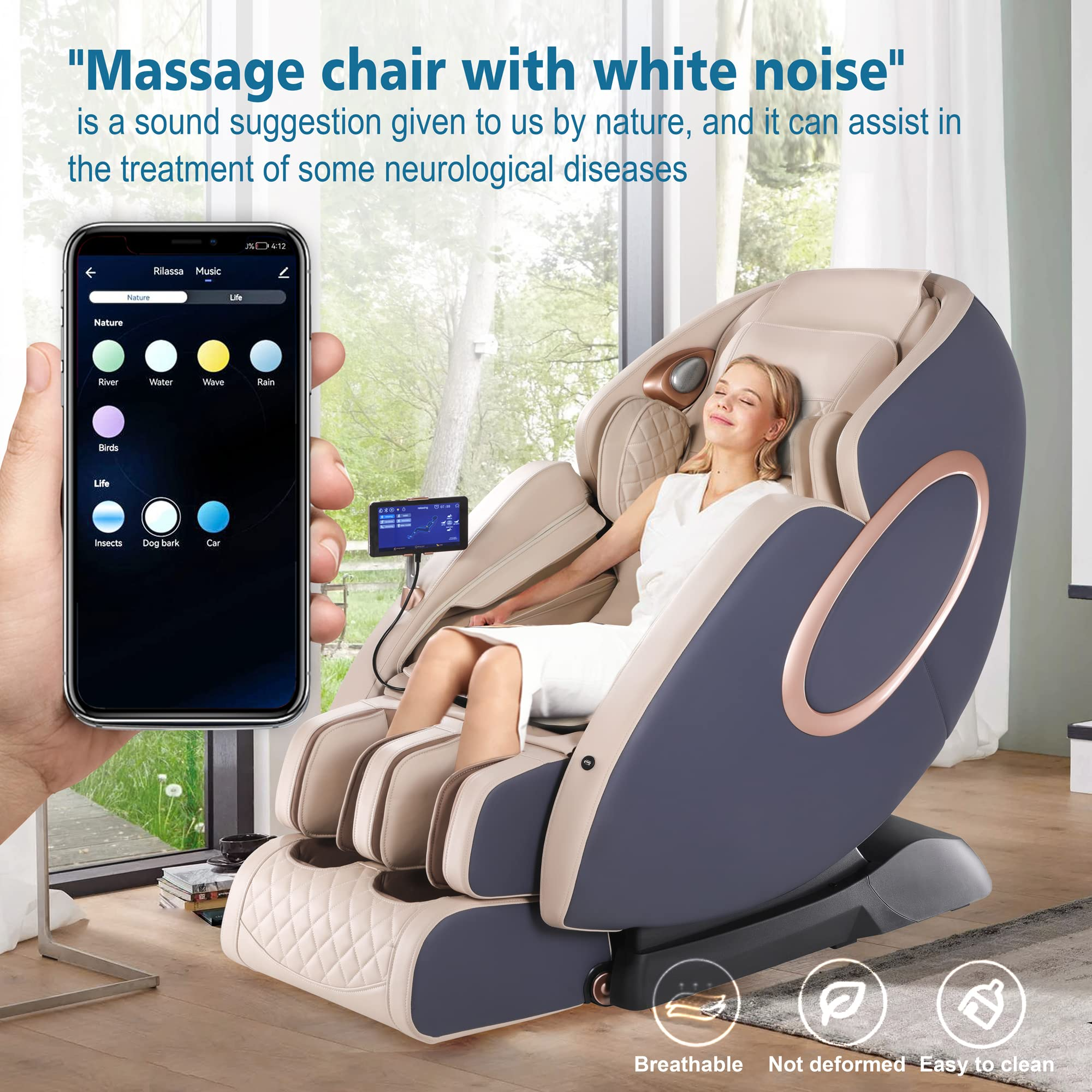 【Furniture】Massage Chair, APP Controlled 4D Massage Chairs, SL-Track Full Body Shiatsu Massage Chair Recliner