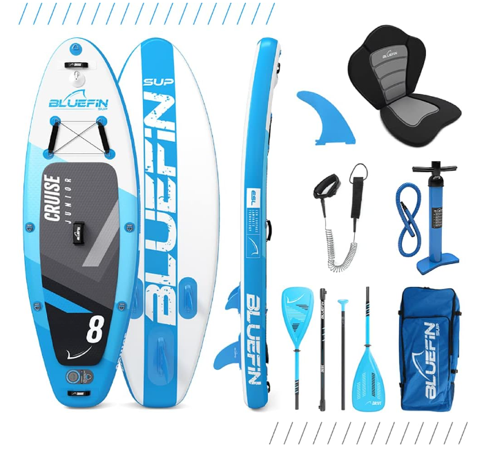 Bluefin Package for Cruise SUP  Inflatable Stand Up Paddle Board  Fiberglass Paddle  Kayak Conversion Kit  All Accessories  Multiple Size 10'8, 12', 15'