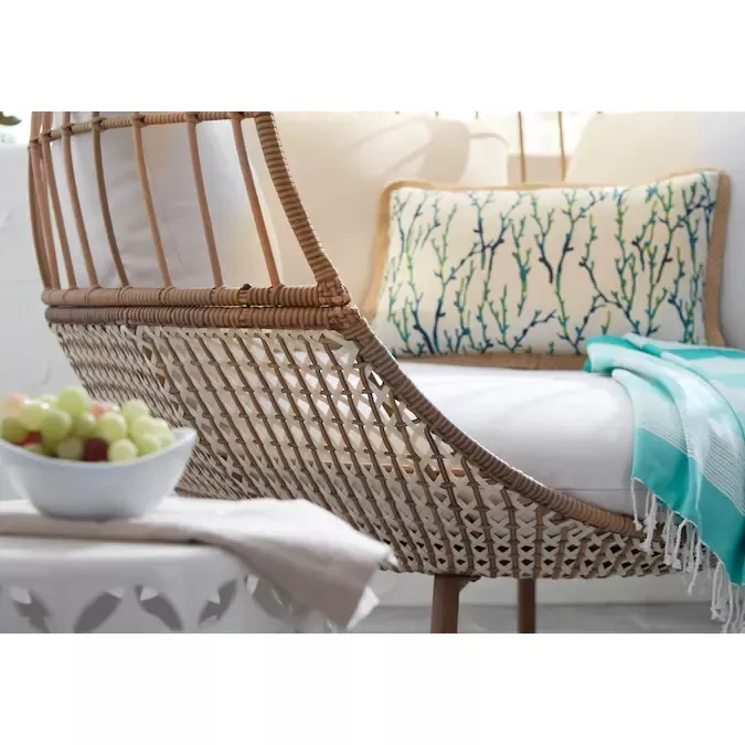 BRUMFIELD WOVEN TEAK METAL FRAME EGG CHAIR