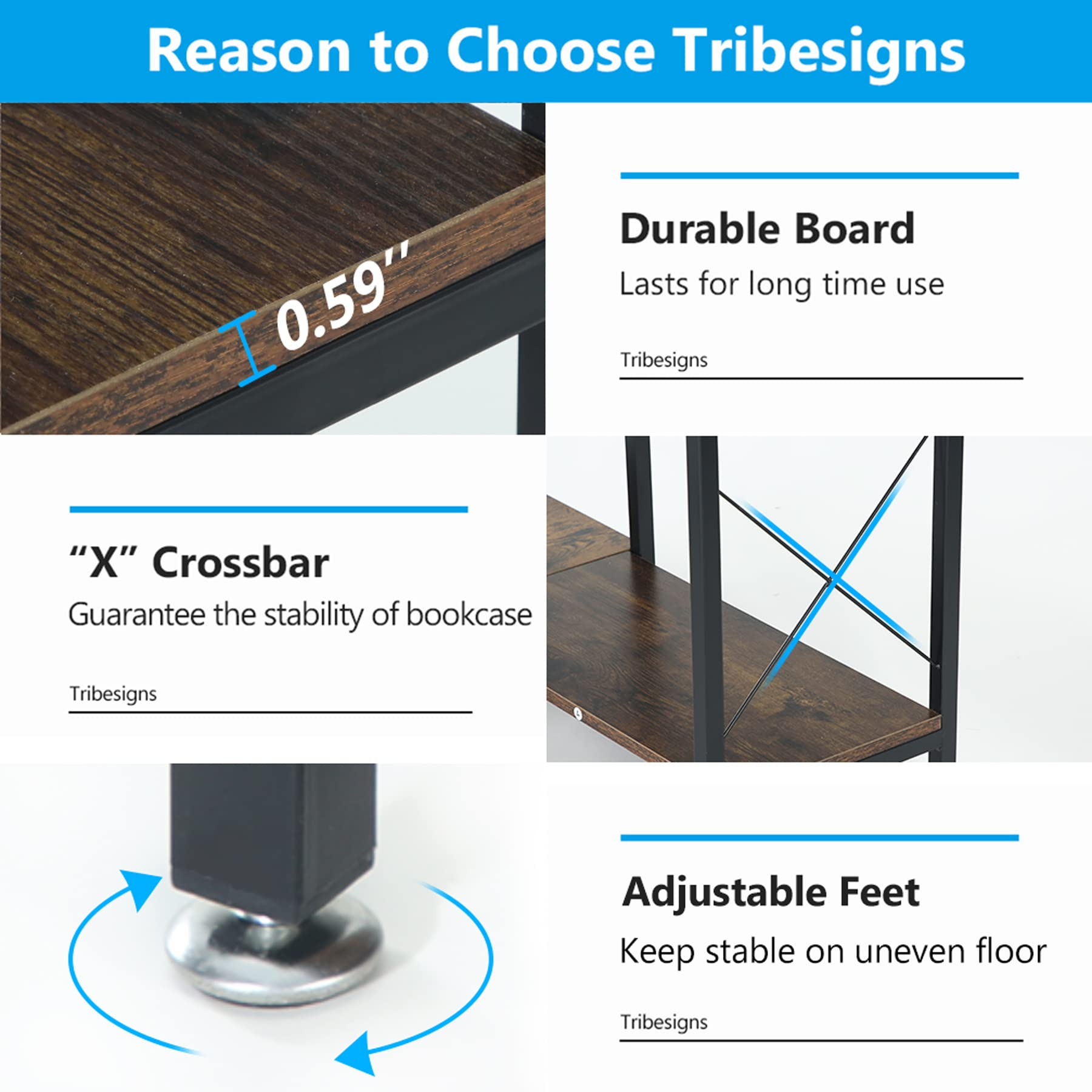 【Furniture】5-Shelf Corner Bookshelf, Large Modern Corner Bookcase, 5-Tier Tall Corner Shelf Storage Display Rack