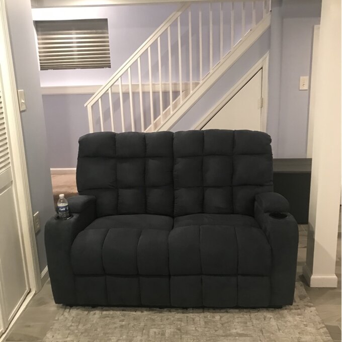 【Furniture】Grigor 57.5'' Wide Home Theater Loveseat with Cup Holder