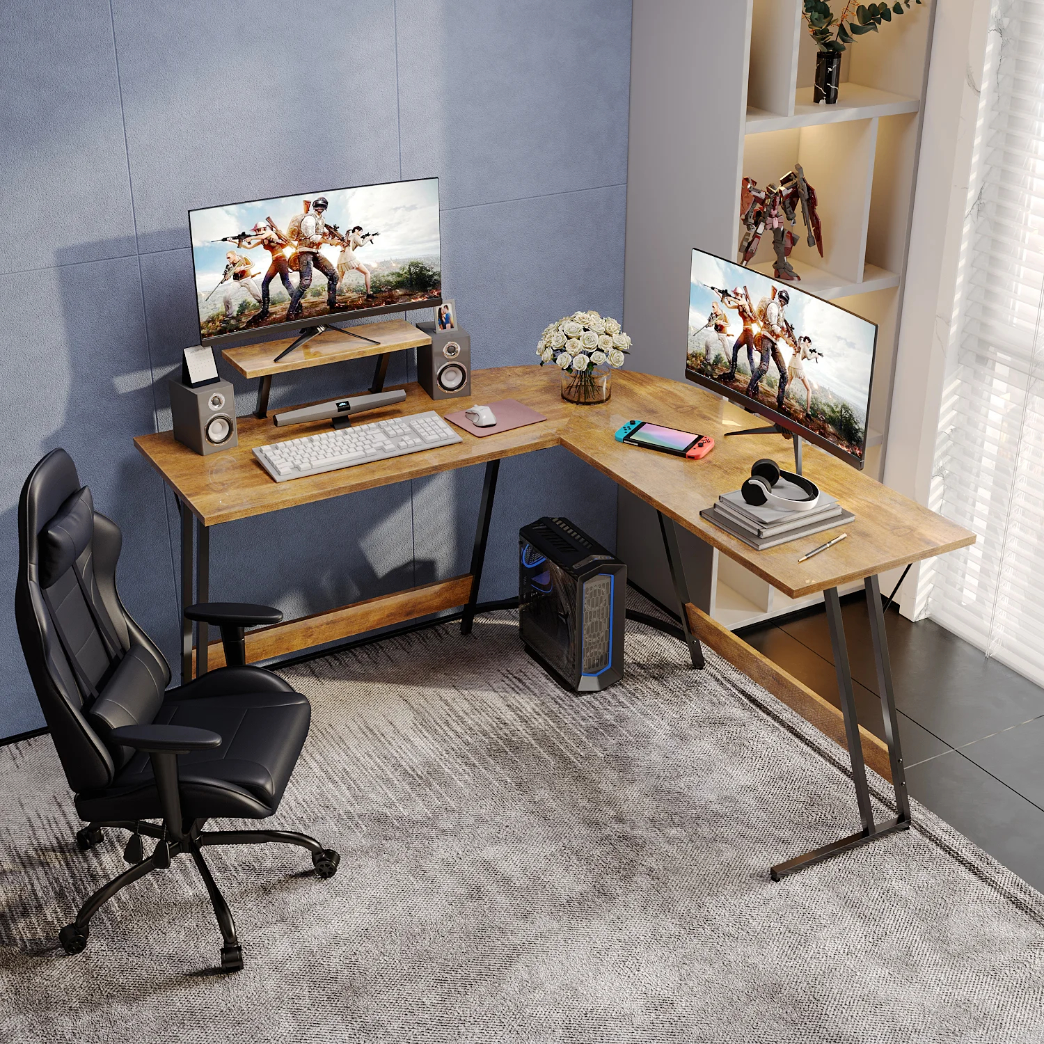 Sherri L- Shaped Gaming Desk
