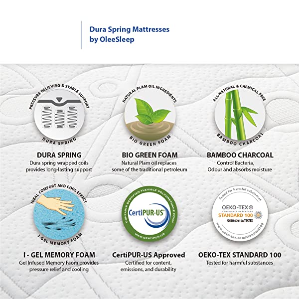 Olee Sleep 13 inch Galaxy Hybrid Gel Infused Memory Foam and Pocket Spring Mattress (Full), White 13 Inch Full