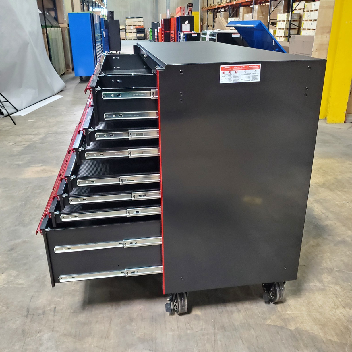 used toolboxShowroom Demo, Extreme Tools RX Series 72 19 Drawers 25 Deep Roller Cabinet, Black-Red, 150 lbs. Slides