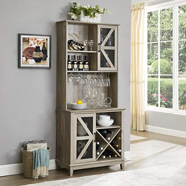 Home Source Bar Cabinet and Coffee Station (Charcoal)