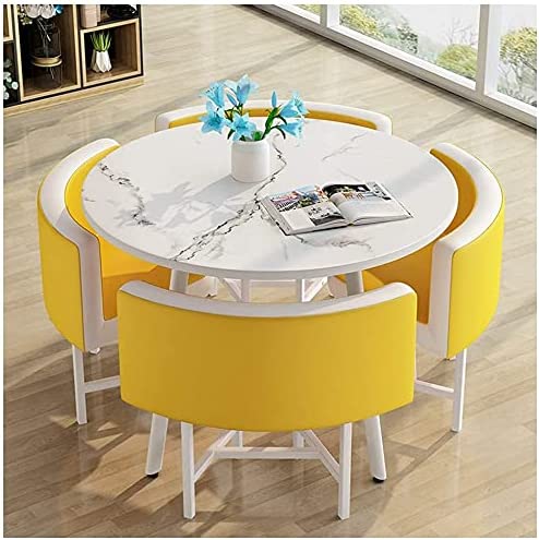 【Furniture】Kitchen Dining Table Set Round Dining Table Set for Home, Home Furniture Set 1 Table 4 Chairs
