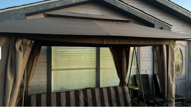 Purple Leaf 3 Person Outdoor Gazebo Terrace Swing with Adult Canopy Swing