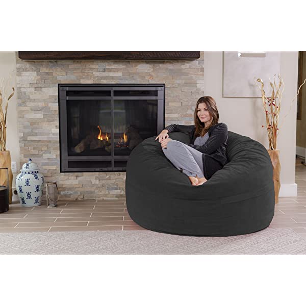 Chill Sack Bean Bag Chair: Giant 5' Memory Foam Furniture Bean Bag - Big Sofa with Soft Micro Fiber Cover - Navy Microsuede - Navy