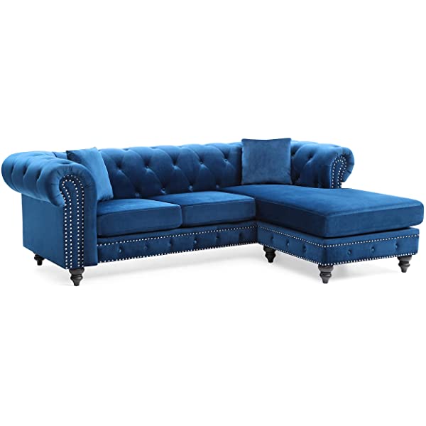 Glory Furniture Nola , Navy Blue Sofa Chaise (3 Boxes), 31