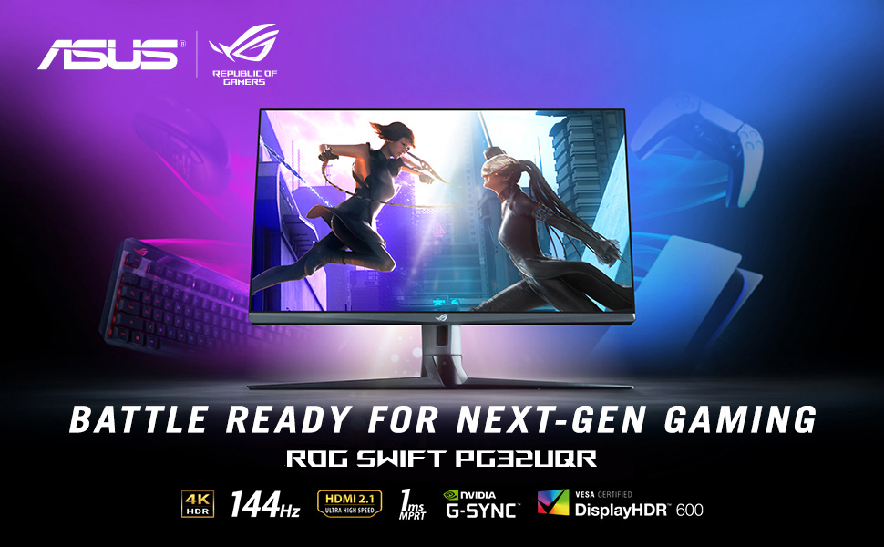 ASUS ROG Swift PG32UQR 32” 4K HDR 144Hz DSC HDMI 2.1 Gaming Monitor