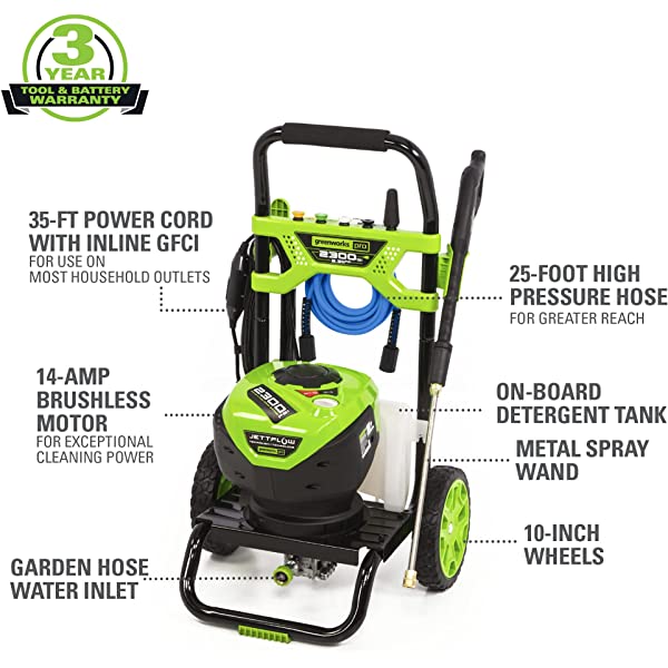 Greenworks Pro 2300 Max PSI @ 2.3 GPM (14 Amp) Brushless Electric Pressure Washer GW2300