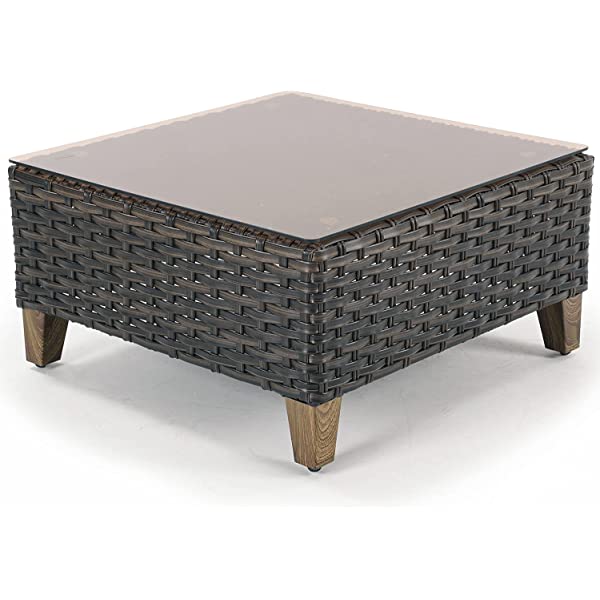 Grand Patio Patio Furniture Coffee Table Outdoor Side Table Glass Black