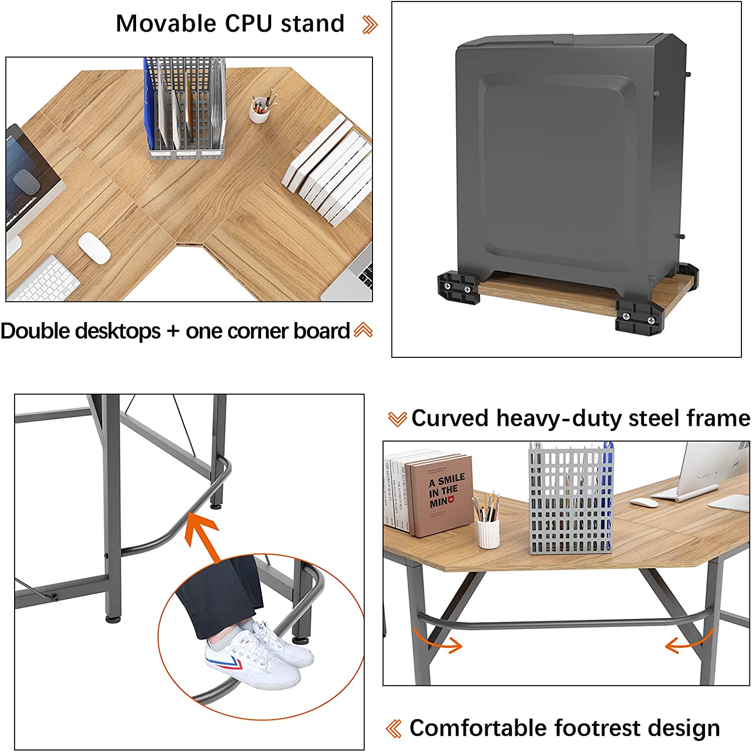 Soges 59 x 59 inches (approximately 149.9 x 149.9 cm) large desk computer desk desk corner table oak CS-ZJ02-OK