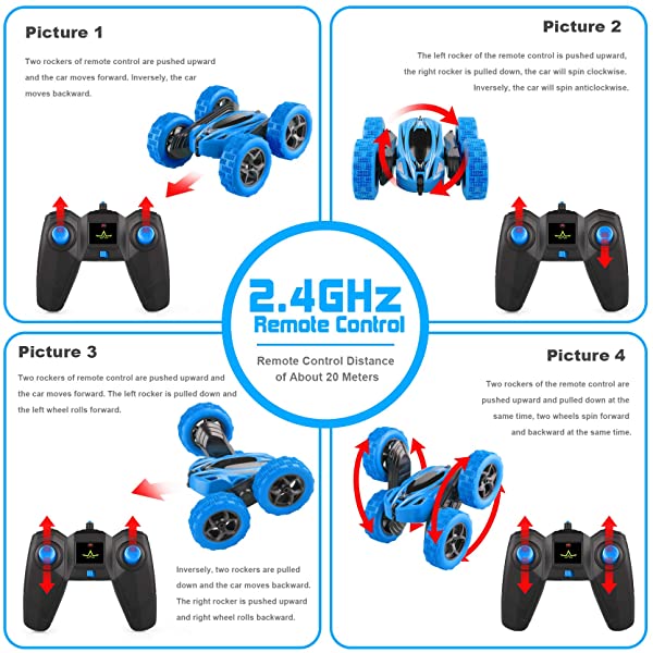 ORRENTE RC Cars Stunt Car Toy Remote Control Car, Offroad Remote Control Monster Trucks 4WD 2.4Ghz RC Rock Crawler with Headlights, Double Sided 360° Flips RC Car Toys Gift for Kids Boys Girls (Red)