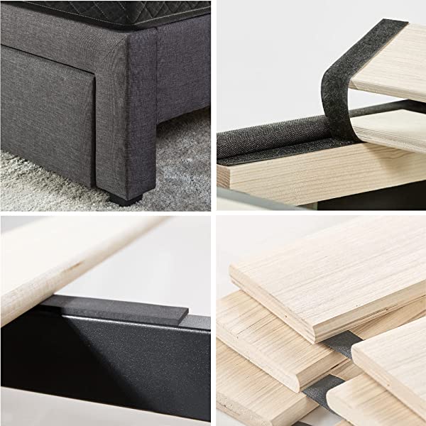 ZINUS Lottie Upholstered Platform Bed Frame / Mattress Foundation / Wood Slat Support / No Box Spring Needed / Easy Assembly, Grey, Queen Grey Queen Standard