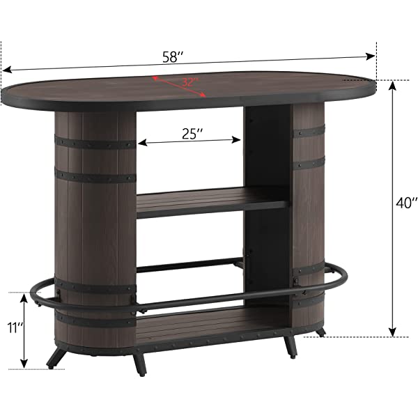 Ulax Furniture Patio Bar Set 5 Piece Outdoor High Bar Stool Bistro Set with Storage Bar Table and Four Wicker Stools