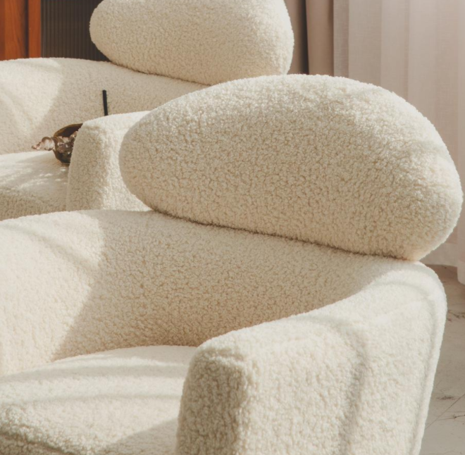 Nordic designer light luxury lamb wool soft cute sofa living room bedroom balcony lazy princess chair