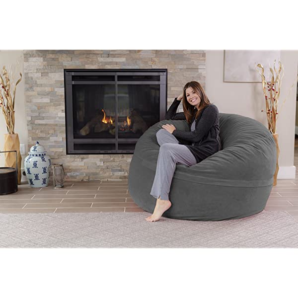 Chill Sack Bean Bag Chair: Giant 5' Memory Foam Furniture Bean Bag - Big Sofa with Soft Micro Fiber Cover - Navy Microsuede - Navy