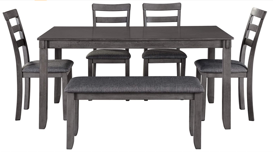Signature Design by Ashley Bennox Dining Room Set, Includes Table, 4 Chairs & Bench