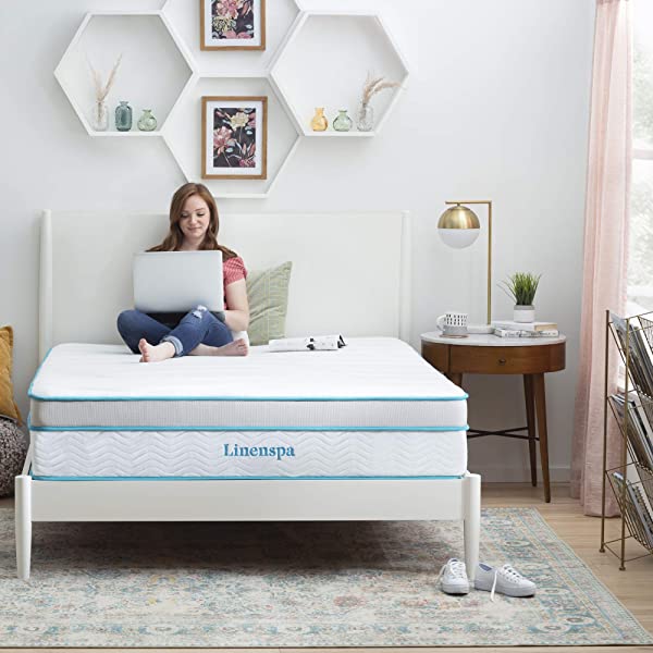 Linenspa 8 Inch Memory Foam and Innerspring Hybrid Medium-Firm Mattress -Full Mattress Full 8 Inch Mattress Only