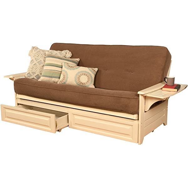 Kodiak Furniture Futon Set, Full, White Suede Navy