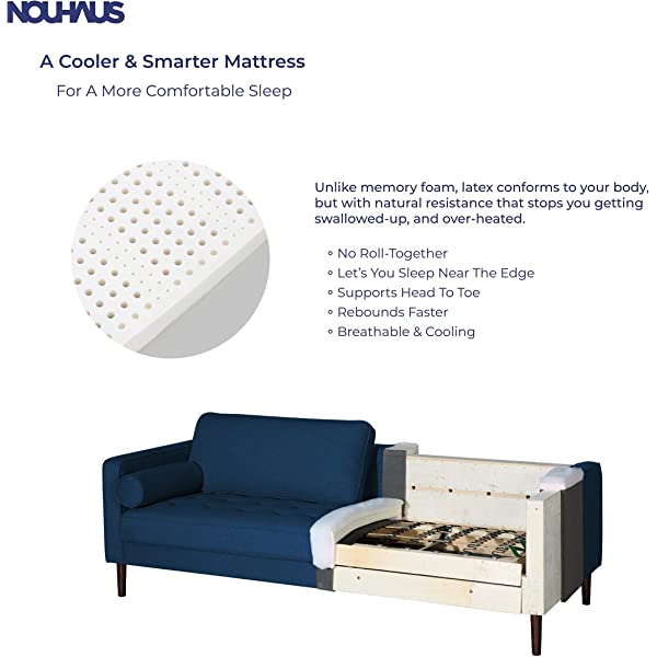 Nouhaus Module, Sleeper Sofa Bed Couch. 7ft Luxury Convertible Sofa Futon Bed with No Roll Together Latex. Ivory Woven Pull Out Bed for Bedroom Couch, Small Apartment Furniture Sofas or RV Couch Woven/Knit Ivory