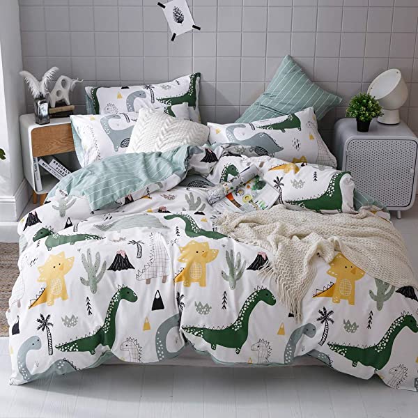 New Cartoon Animals Elephant Print Duvet Cover Sets for Kids 100% Cotton Reversible Soft 3 Pieces Kids Bedding Duvet Cover Pillowcases Kawaii Cloud Bedding Sets, Queen/Full Full/Queen (1 Duvet Cover + 2 Pillowcases) Multi A00 Elephant Bunny Balloon