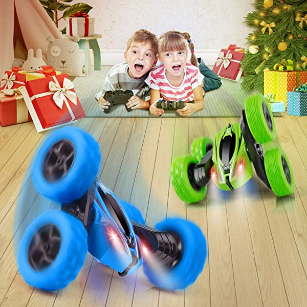 ORRENTE RC Cars Stunt Car Toy Remote Control Car, Offroad Remote Control Monster Trucks 4WD 2.4Ghz RC Rock Crawler with Headlights, Double Sided 360° Flips RC Car Toys Gift for Kids Boys Girls (Red)