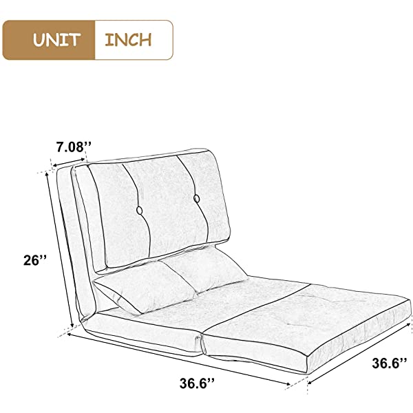 Harper&Bright Designs Folding Lazy Sofa Floor Chaise Lounge Chair Futon with Back Support, Beige