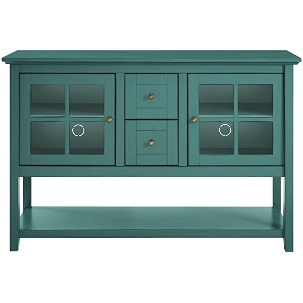 Walker Edison Charlotte Classic Glass Door Storage Buffet, 52 Inch, Espresso Espresso 52 Inch