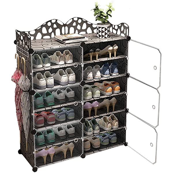 C.G Life 6-Tiers Stackable 24-30 pairs Freestanding Shoe Storage Cabinets with Adjustable Shelving,Black Shoe Shelf Organizer for Bedroom, Closet, Entryway, Dorm Room,Garage,Shoe Rack have 6 cubes