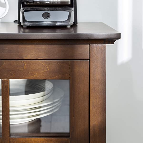 Walker Edison Charlotte Classic Glass Door Storage Buffet, 52 Inch, Espresso Espresso 52 Inch