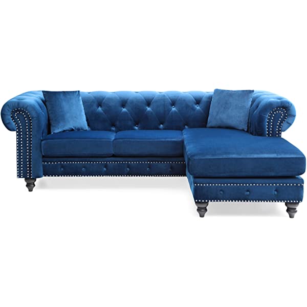 Glory Furniture Nola , Navy Blue Sofa Chaise (3 Boxes), 31