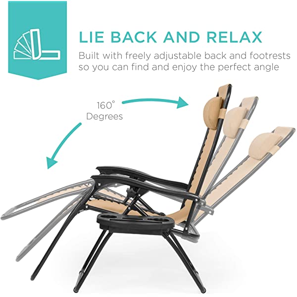 Best Choice Products Set of 2 Adjustable Steel Mesh Zero Gravity Lounge Chair Recliners w/Pillows and Cup Holder Trays - Burgundy