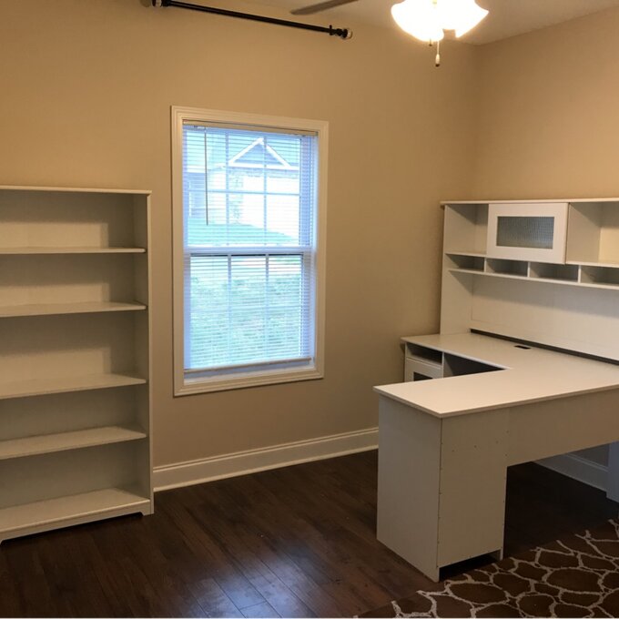 【Furniture】Alharby 4 Piece L-Shape Computer Desk Office Set with Hutch