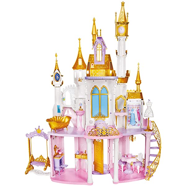 Disney Princess Ultimate Celebration Castle, 4 Feet Tall Doll House with Furniture and Accessories, Musical Fireworks Light Show, Toy for Girls 3 and Up