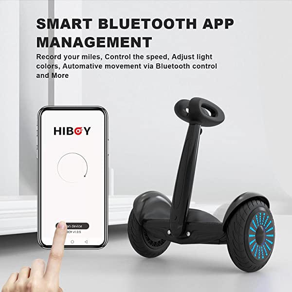Hiboy J5 Self-Balancing Electric Scooter with Steering Bar, Smart Self-Balancing Hoverboards with APP Control, White and Black