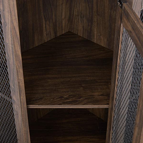 Home Source Stone Grey Corner Bar Unit with Built-in Wine Rack and Lower Cabinet