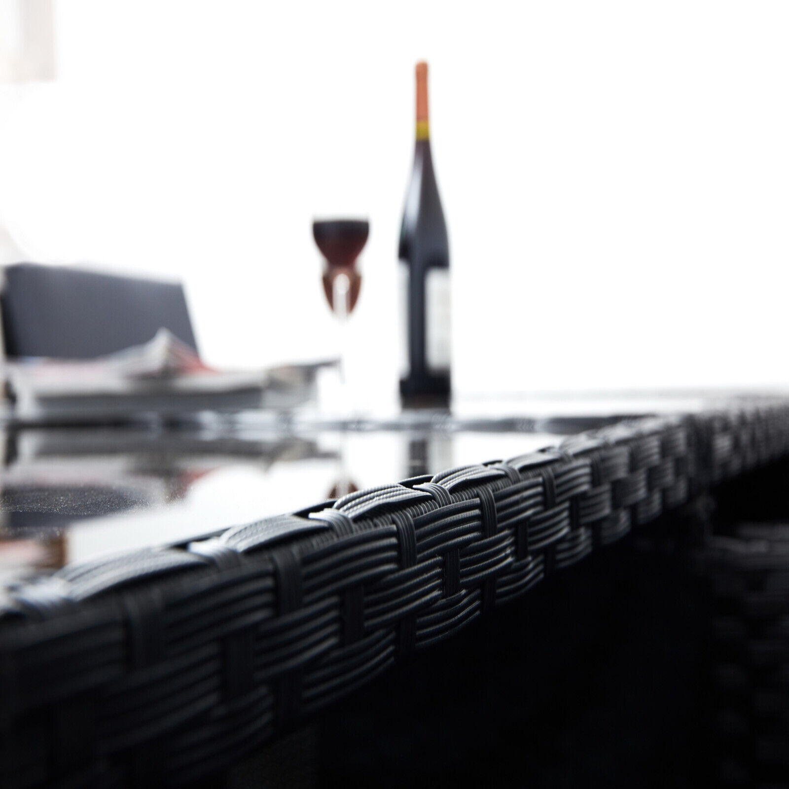 【Home&Garden】Meuble de Jardin en Poly rotin Lounge Outdoor Canapé Lounge Set Noir