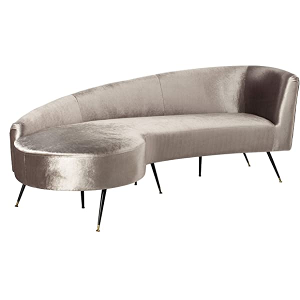 Safavieh Couture Home Evangeline Modern Glam Champagne Velvet and Black Parisian Sofa Champagne/Black