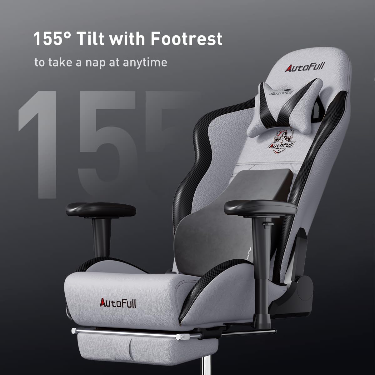 AutoFull C3 Gaming Chair Ergonomic Office Chair with 3D Bionic Lumbar Support, Racing Style Premium PU Leather Computer Chair Gamer Chairs with Footrest and Headrest(3-Years Warranty)